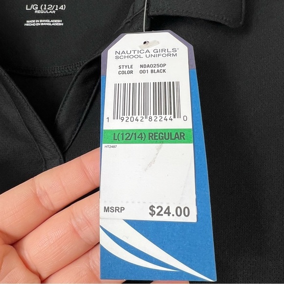 Girls Nautica School Uniform Polo Shirt in Black Size Large 12/14 - Picture 3 of 6